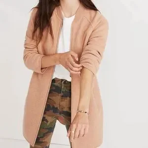 Madewell Jackets Coats Madewell Camel Bomber Sweaterjacket Merino Wool Sz S Poshmark